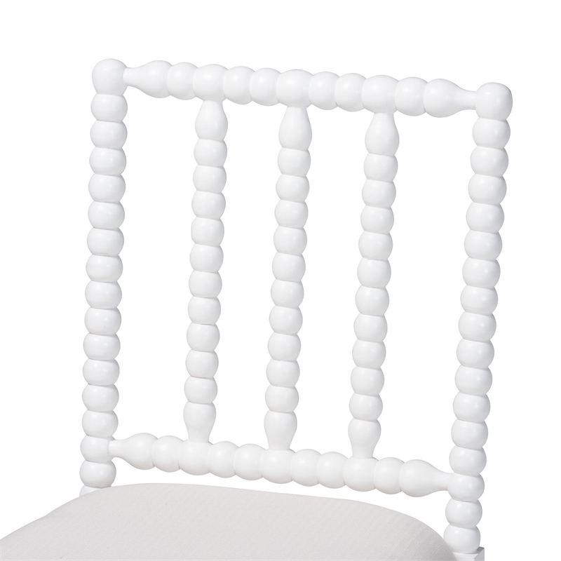 bali & pari Deya Bobbin Dining Chair Wood Side Chair with Upholstered Seat White