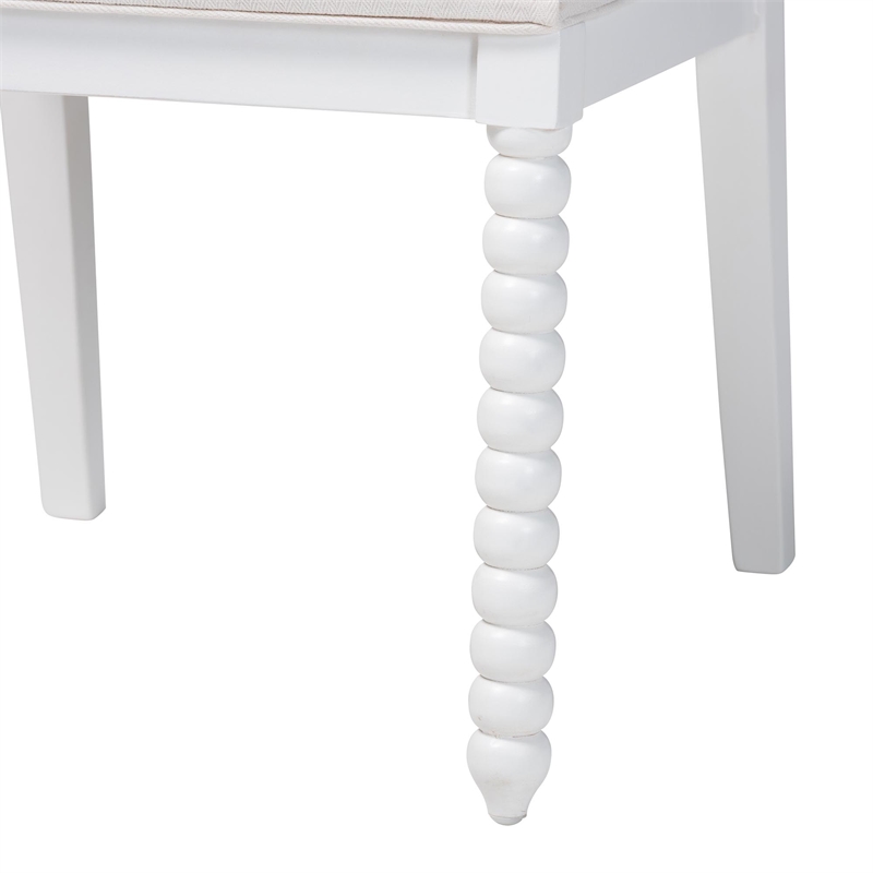 bali & pari Deya Bobbin Dining Chair Wood Side Chair with Upholstered Seat White
