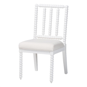 bali & pari Deya Bobbin Dining Chair Wood Side Chair with Upholstered Seat White