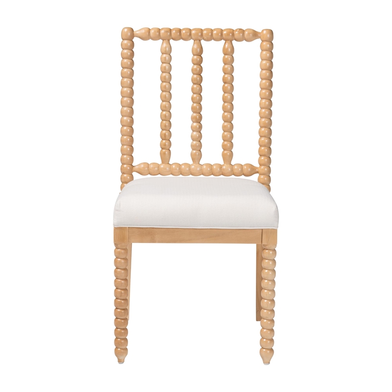 bali & pari Deya Bobbin Dining Chair Wood Chair Upholstered Seat Natural Brown