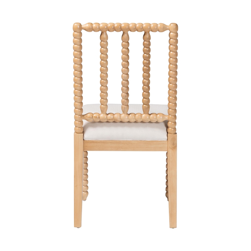 bali & pari Deya Bobbin Dining Chair Wood Chair Upholstered Seat Natural Brown