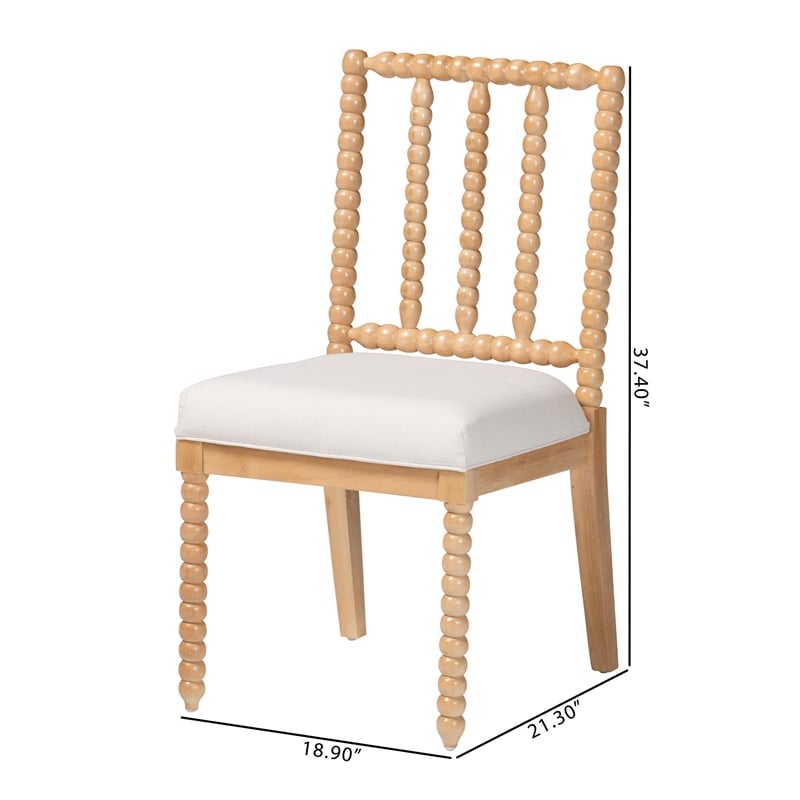 bali & pari Deya Bobbin Dining Chair Wood Chair Upholstered Seat Natural Brown