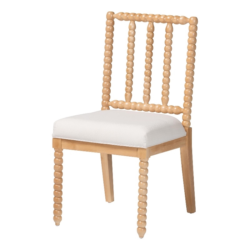 bali & pari Deya Bobbin Dining Chair Wood Chair Upholstered Seat Natural Brown