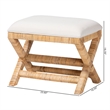 bali & pari Christy Natural Rattan Ottoman Hand Wrapped Wicker Accent Stool
