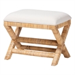 bali & pari Christy Natural Rattan Ottoman Hand Wrapped Wicker Accent Stool