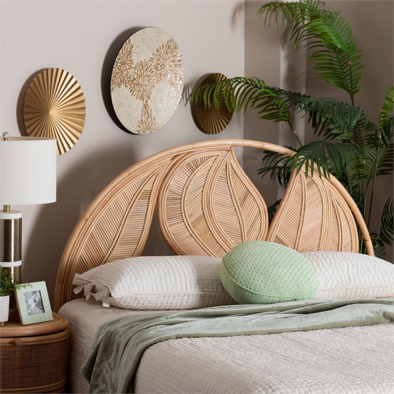 bali & pari Lifen Natural Rattan Standalone Headboard Panel Headboard King