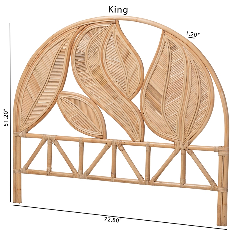 bali & pari Lifen Natural Rattan Standalone Headboard Panel Headboard King