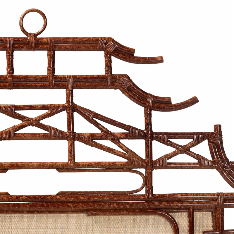 bali & pari Tamiko Marbled Tortoise Rattan Freestanding Headboard Queen