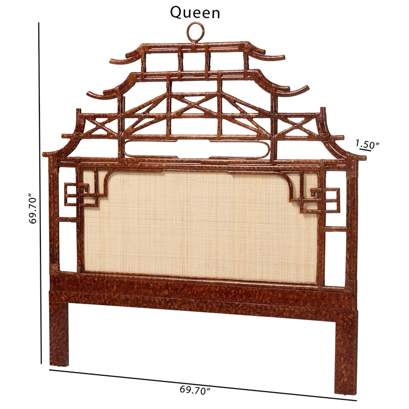 bali & pari Tamiko Marbled Tortoise Rattan Freestanding Headboard Queen
