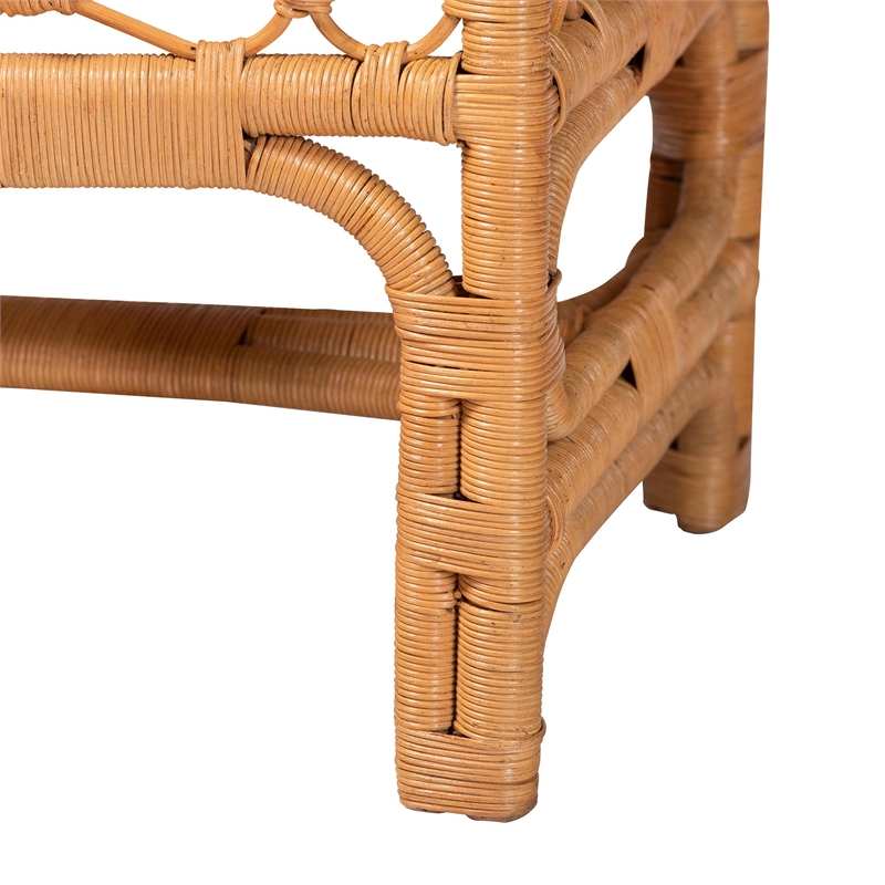 bali & pari Ayala Natural Rattan Accent Bench Handwoven Wicker Accent Seating