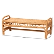 bali & pari Ayala Natural Rattan Accent Bench Handwoven Wicker Accent Seating