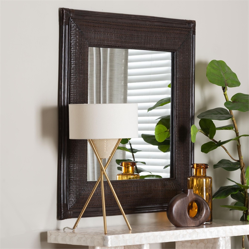 bali & pari Candela Natural Rattan Wall Mirror Handwoven Wicker Accent Piece