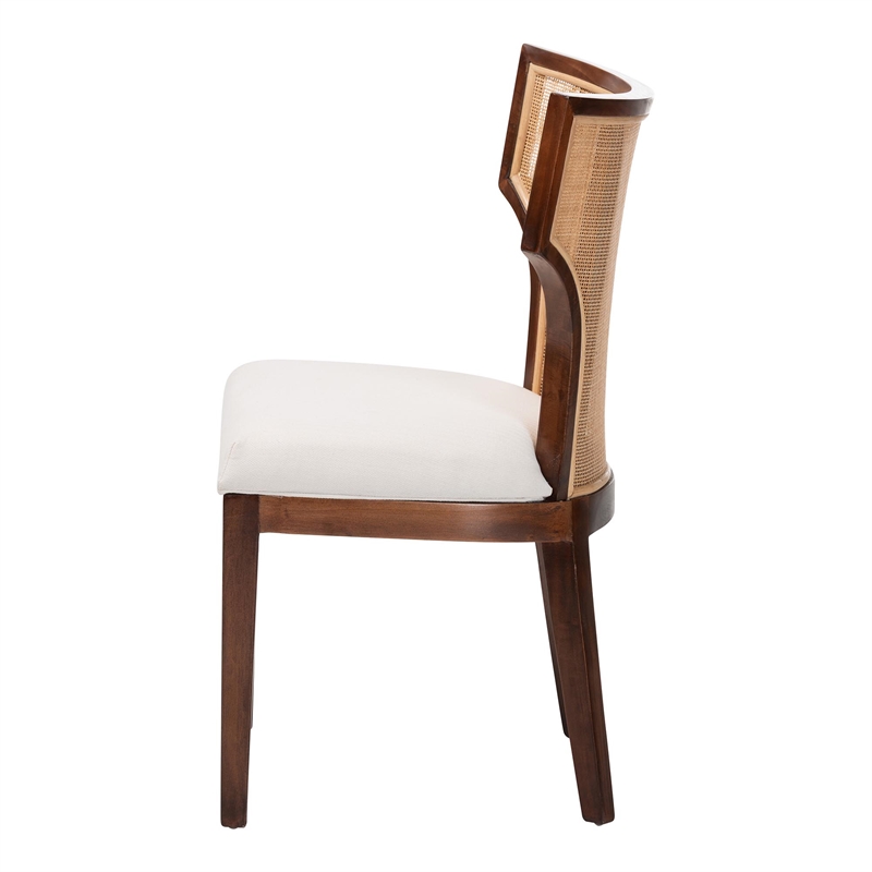 bali & pari Franco Dining Chair Sculpted Seating with Woven Rattan Backrest