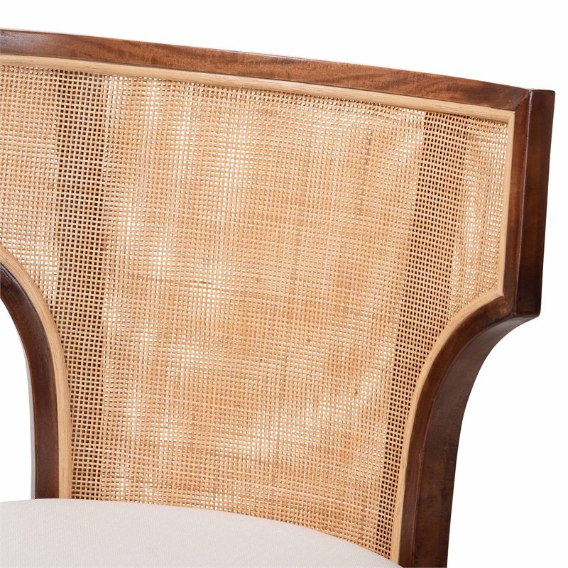 bali & pari Franco Dining Chair Sculpted Seating with Woven Rattan Backrest