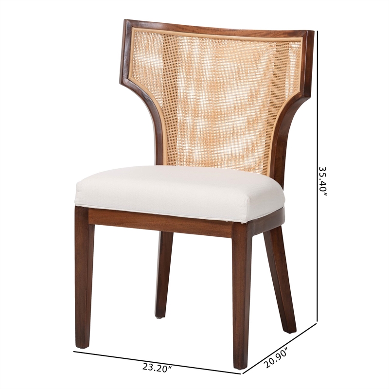 bali & pari Franco Dining Chair Sculpted Seating with Woven Rattan Backrest