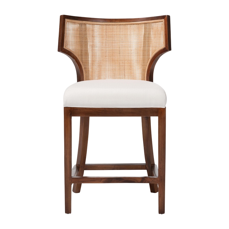 bali & pari Franco Counter Stool Sculpted Seating with Woven Rattan Backrest