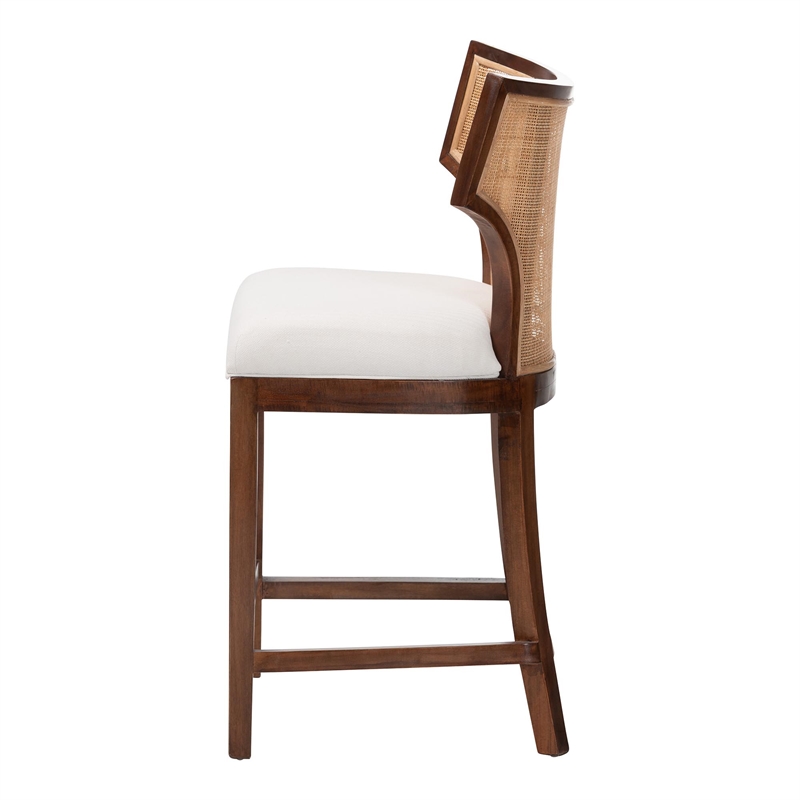 bali & pari Franco Counter Stool Sculpted Seating with Woven Rattan Backrest