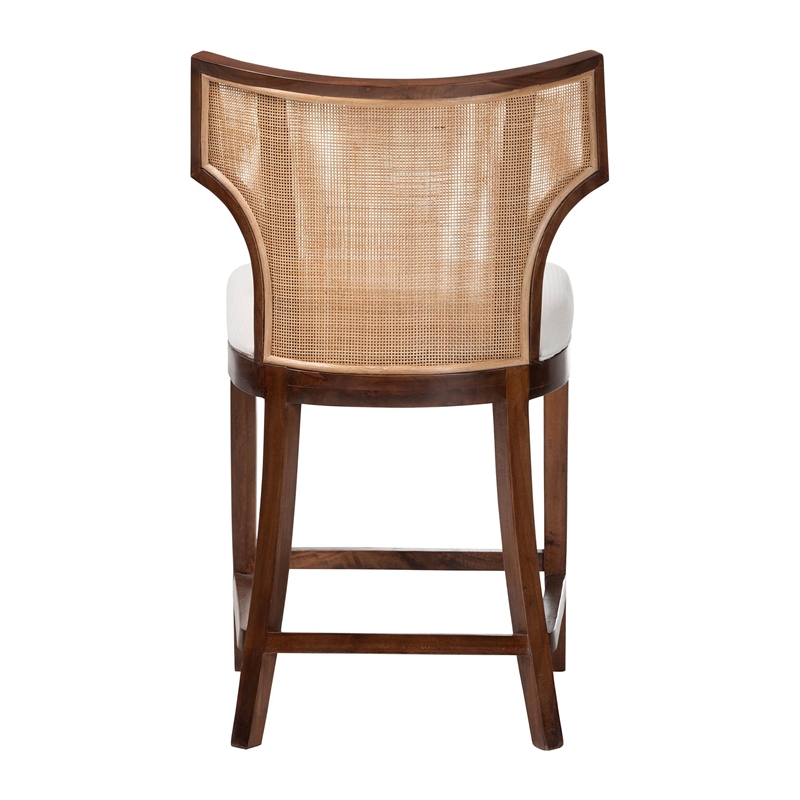 bali & pari Franco Counter Stool Sculpted Seating with Woven Rattan Backrest