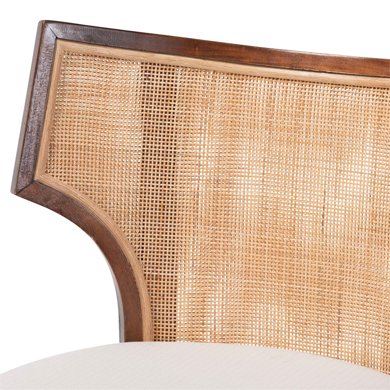 bali & pari Franco Counter Stool Sculpted Seating with Woven Rattan Backrest