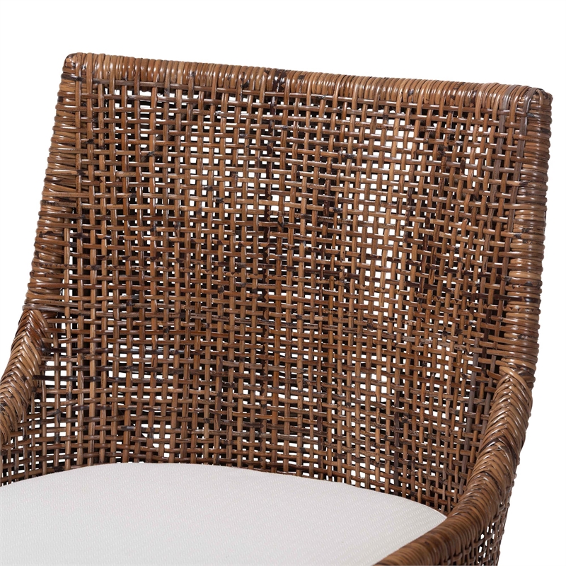 bali & pari Bella Swivel Rattan Bar Stool with Cushion Bar Chair Coffee Bean
