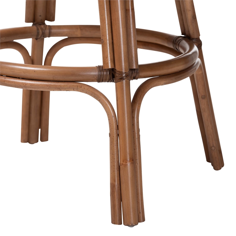 bali & pari Bella Swivel Rattan Bar Stool with Cushion Bar Chair Coffee Bean