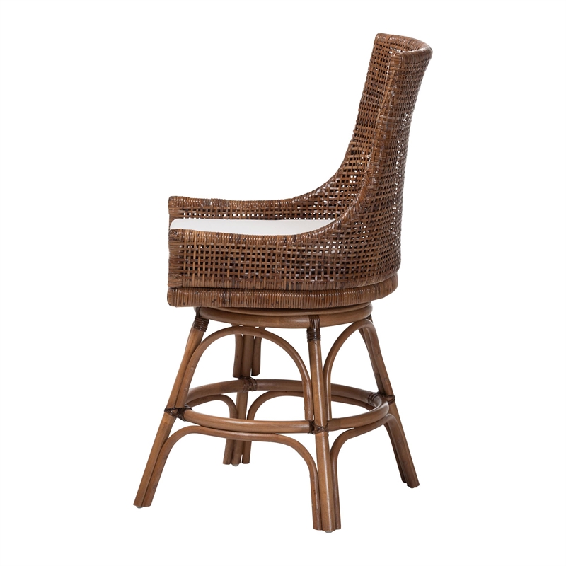 bali & pari Bella Swivel Rattan Counter Stool with Cushion Coffee Bean
