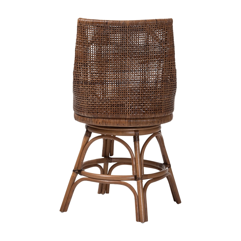 bali & pari Bella Swivel Rattan Counter Stool with Cushion Coffee Bean