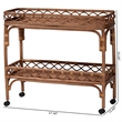 bali & pari Fumiyo Natural Rattan Kitchen Cart Wicker Two-Tier Serving Cart