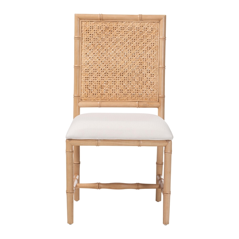 bali & pari Sandy Dining Chair Crafted Wood and Natural Rattan Side Chair