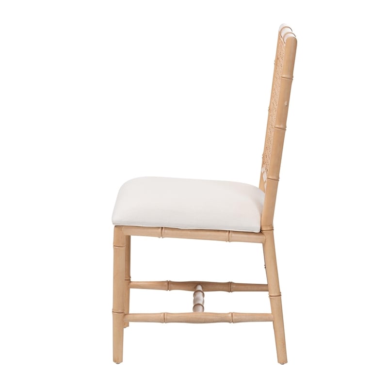 bali & pari Sandy Dining Chair Crafted Wood and Natural Rattan Side Chair