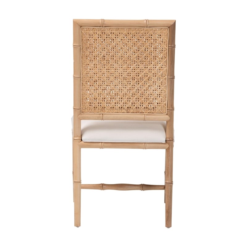 bali & pari Sandy Dining Chair Crafted Wood and Natural Rattan Side Chair