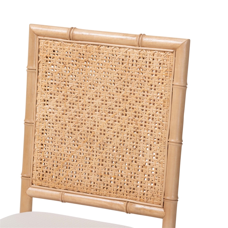 bali & pari Sandy Dining Chair Crafted Wood and Natural Rattan Side Chair