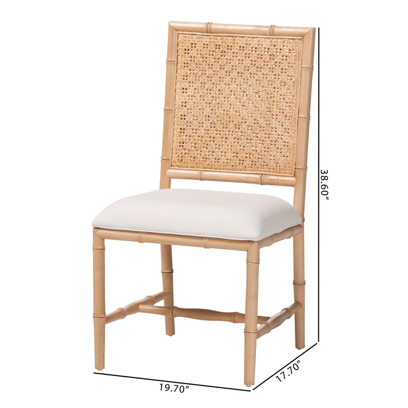 bali & pari Sandy Dining Chair Crafted Wood and Natural Rattan Side Chair