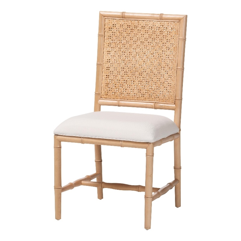 bali & pari Sandy Dining Chair Crafted Wood and Natural Rattan Side Chair
