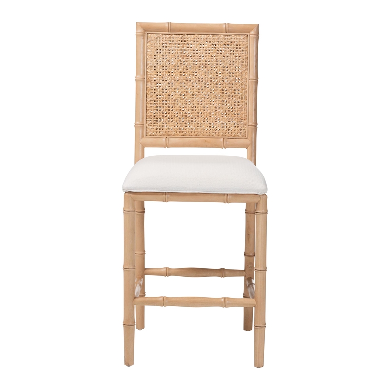 bali & pari Sandy Counter Stool Crafted Wood and Natural Rattan Lounge Seating