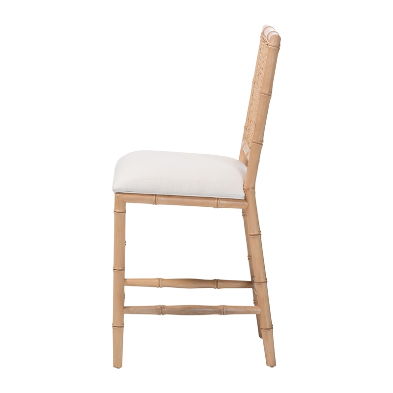 bali & pari Sandy Counter Stool Crafted Wood and Natural Rattan Lounge Seating