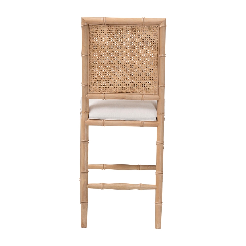 bali & pari Sandy Counter Stool Crafted Wood and Natural Rattan Lounge Seating