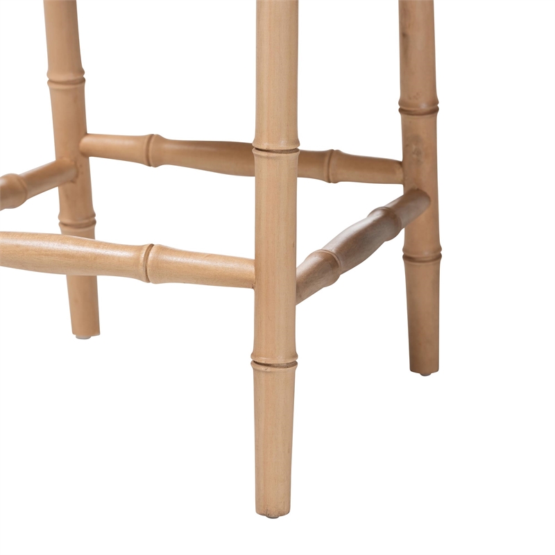 bali & pari Sandy Counter Stool Crafted Wood and Natural Rattan Lounge Seating