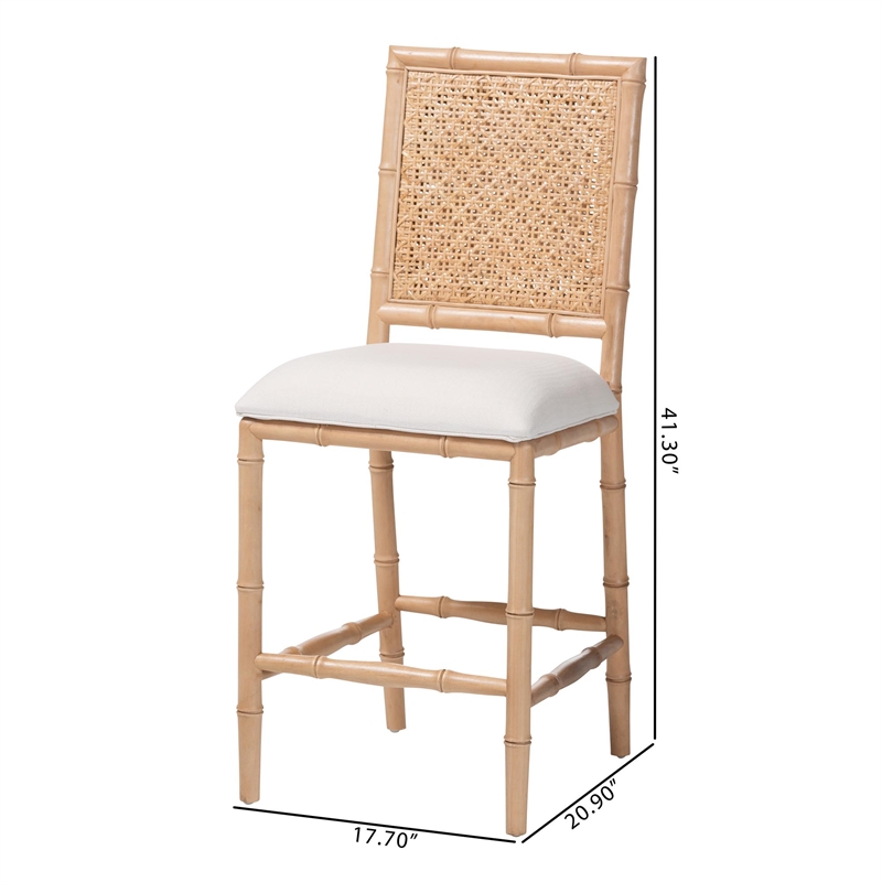 bali & pari Sandy Counter Stool Crafted Wood and Natural Rattan Lounge Seating