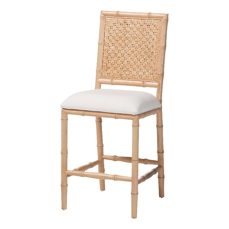 bali & pari Sandy Counter Stool Crafted Wood and Natural Rattan Lounge Seating