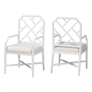 bali & pari Sergio Wood 2-Piece Dining Chair Set Chippendale Side Chair White