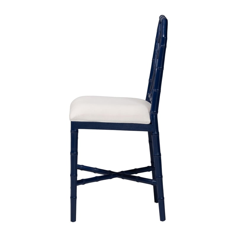 bali & pari Sergio Wood Counter Stool Chippendale Kitchen Seating Navy Blue