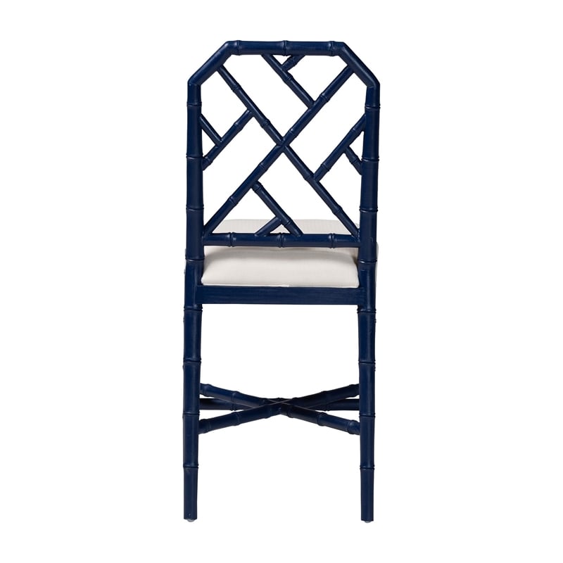 bali & pari Sergio Wood Counter Stool Chippendale Kitchen Seating Navy Blue