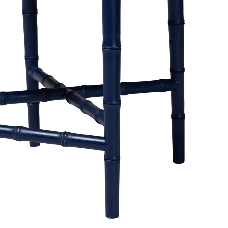 bali & pari Sergio Wood Counter Stool Chippendale Kitchen Seating Navy Blue