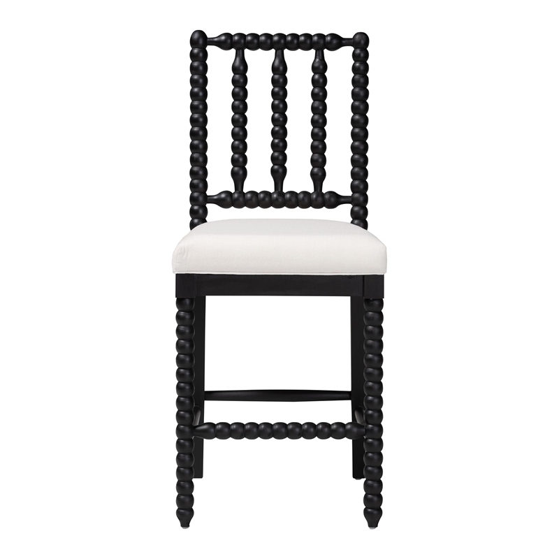 bali & pari Deya Bobbin Counter Stool Sculptural Wood Kitchen Seating Black