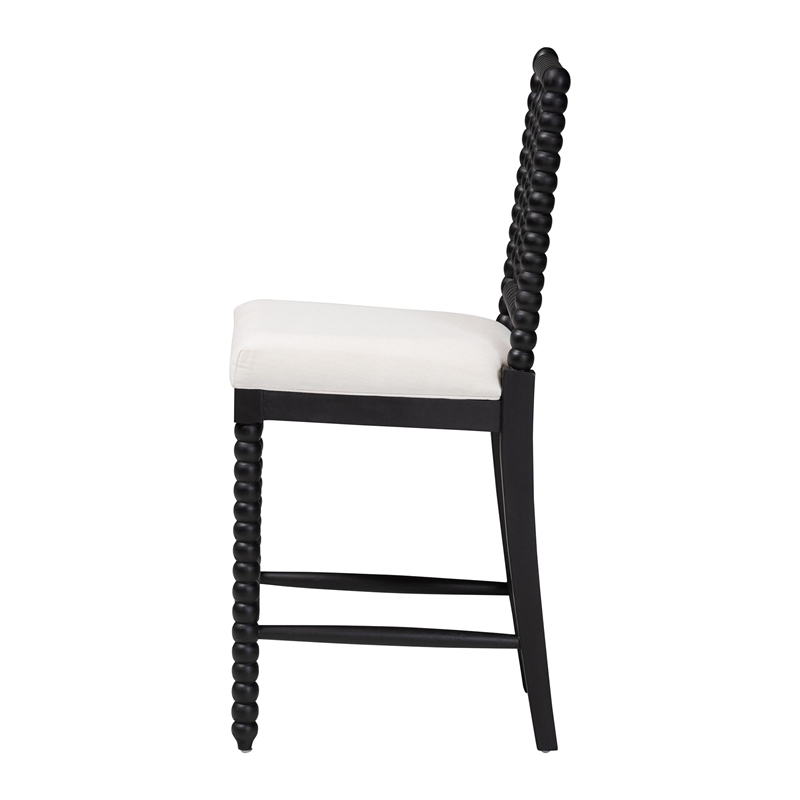 bali & pari Deya Bobbin Counter Stool Sculptural Wood Kitchen Seating Black