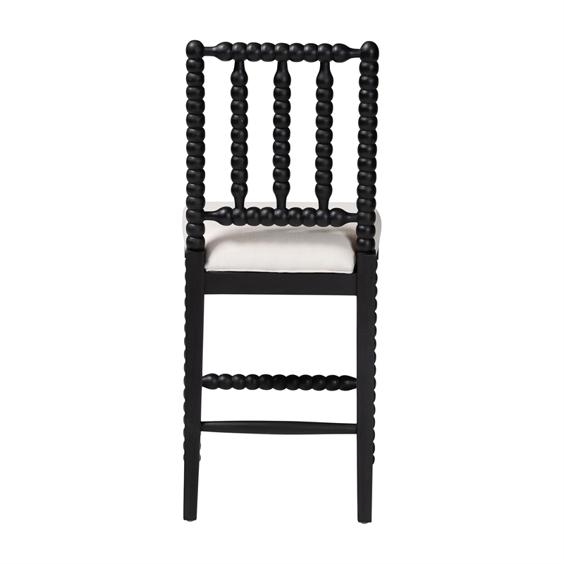 bali & pari Deya Bobbin Counter Stool Sculptural Wood Kitchen Seating Black