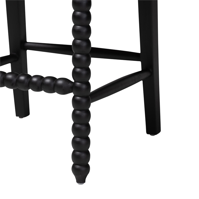 bali & pari Deya Bobbin Counter Stool Sculptural Wood Kitchen Seating Black