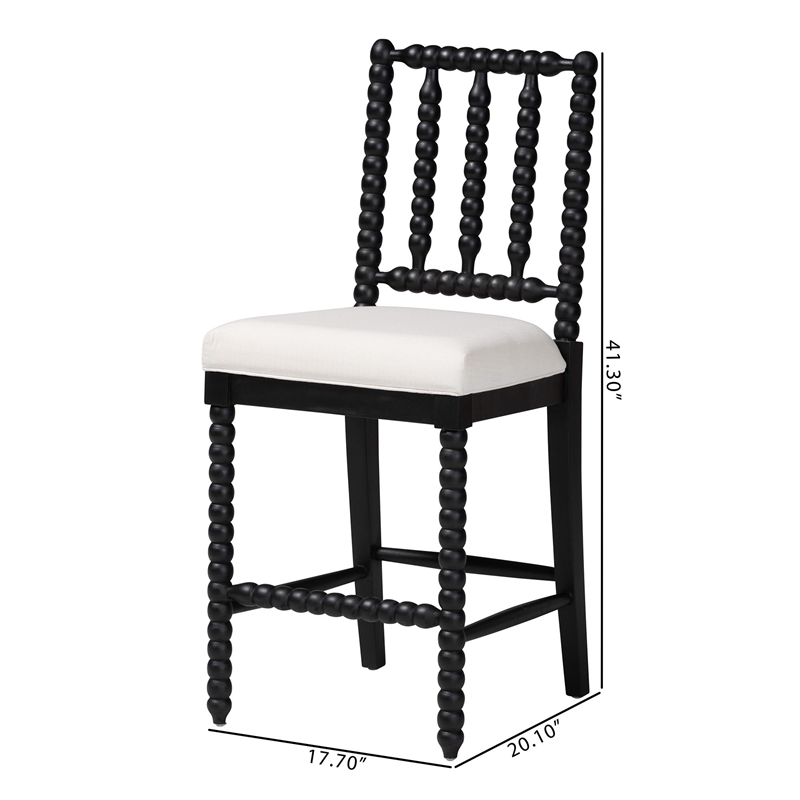 bali & pari Deya Bobbin Counter Stool Sculptural Wood Kitchen Seating Black