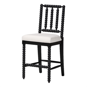 bali & pari Deya Bobbin Counter Stool Sculptural Wood Kitchen Seating Black